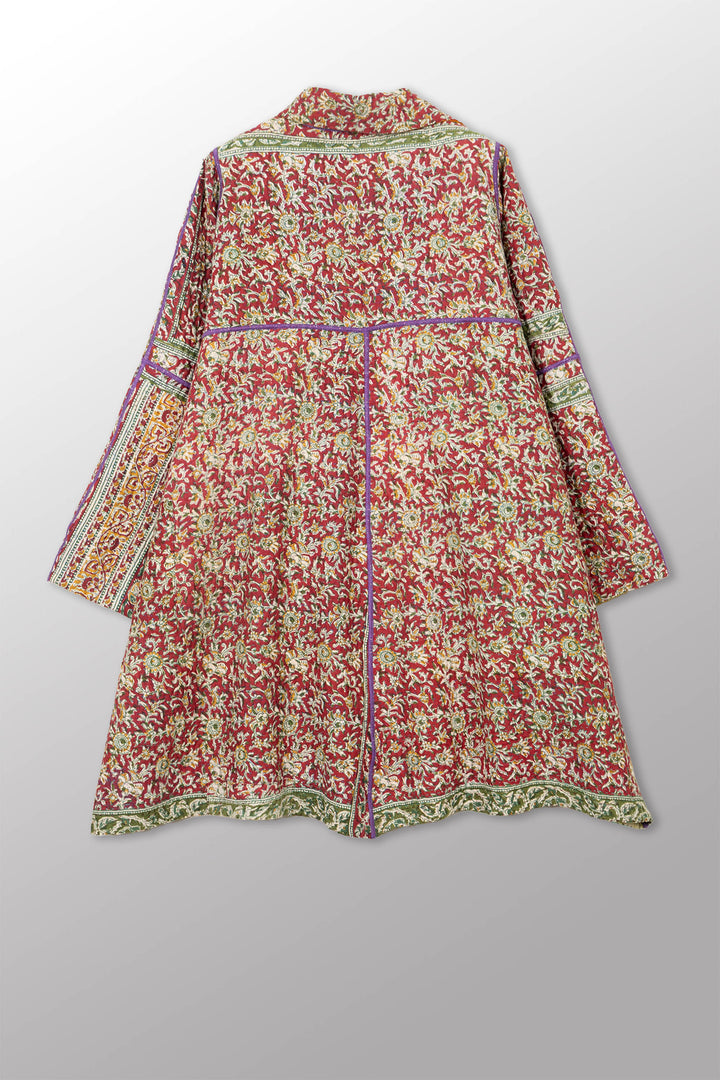 VINTAGE COTTON KANTHA A-LINE DUSTER - cv4311-0115a -