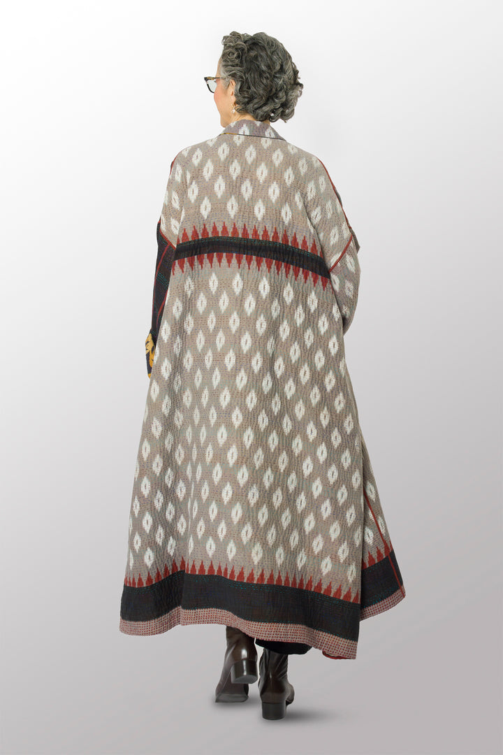 VINTAGE COTTON KANTHA OVERSIZED COAT - cv4326-0050m -