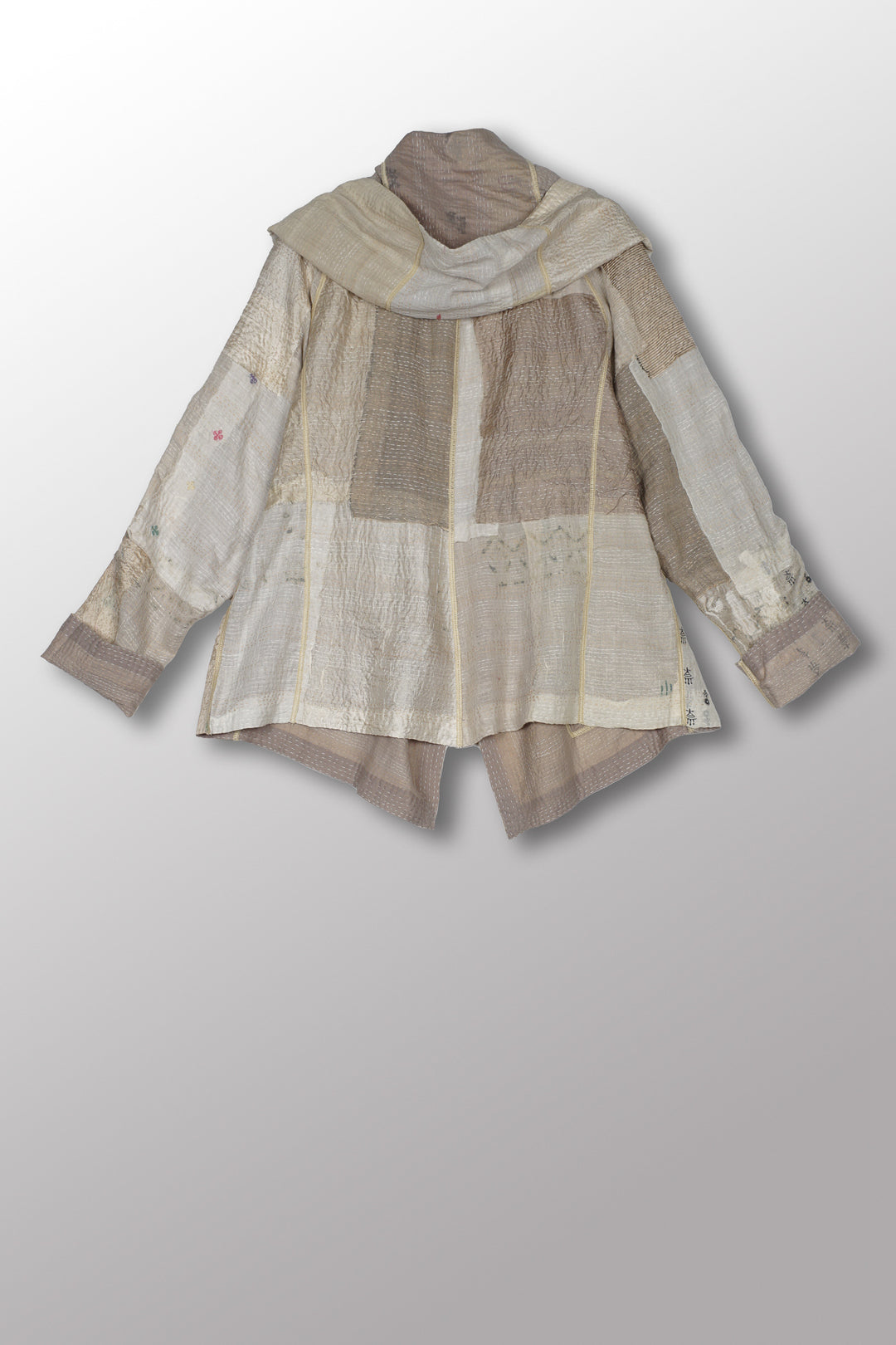 MOSAIC FRAY PATCH KANTHA HOODED JACKET - zb2042-ivy -