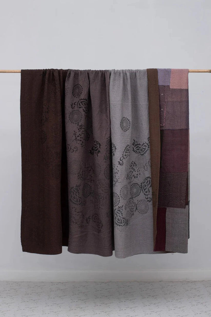 Ombre With Fray Patch Handmade Vintage Quilts -Chocolate
