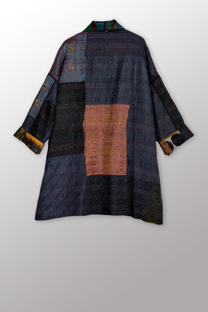 JACQUARD SILK KANTHA HAORI JACKET - js4068-grn -