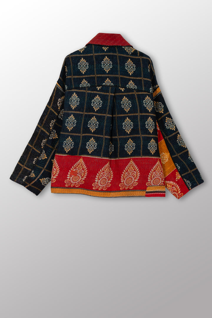 VINTAGE COTTON KANTHA CROPPED SHIRT JACKET - cv4075-0015a -