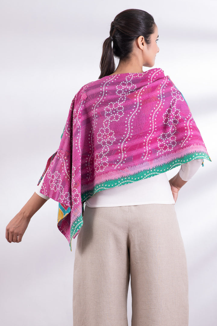 VINTAGE COTTON KANTHA CAPE - cv2806-0003a -
