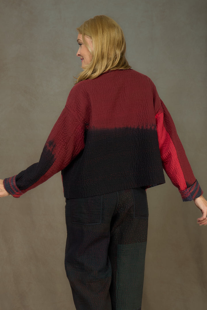 MAGMA AND OMBRE KANTHA LAPELED SHORT JKT - mw5081-red -