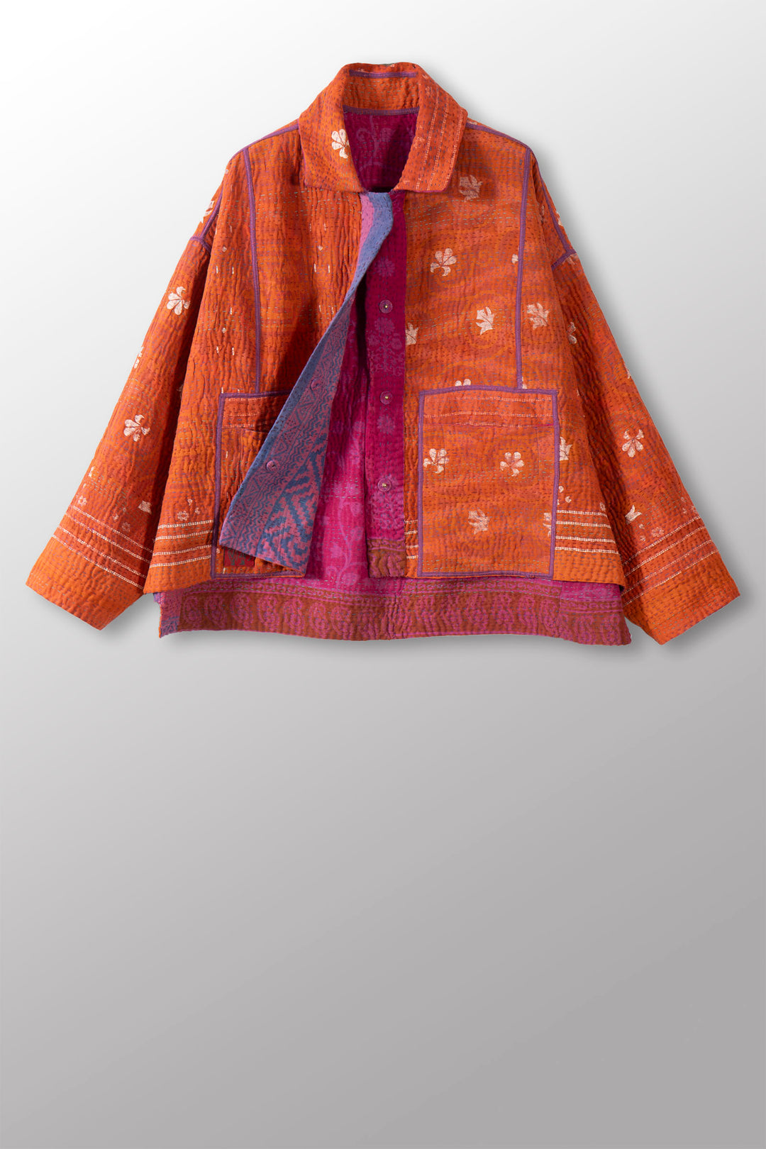 COTTON OVERDYE KANTHA CROPPED SHIRT JACKET - ov4075-corg003a -