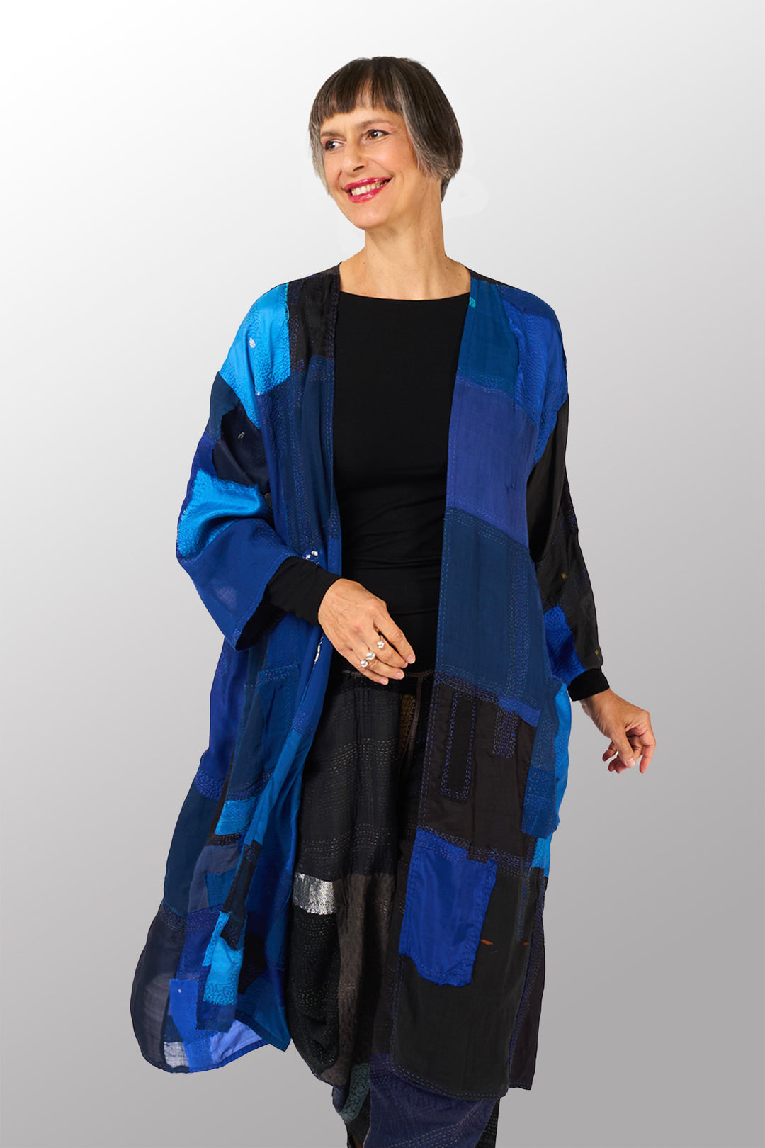 MOSAIC OMBRE KANTHA LONG DUSTER - mo1328-blu -