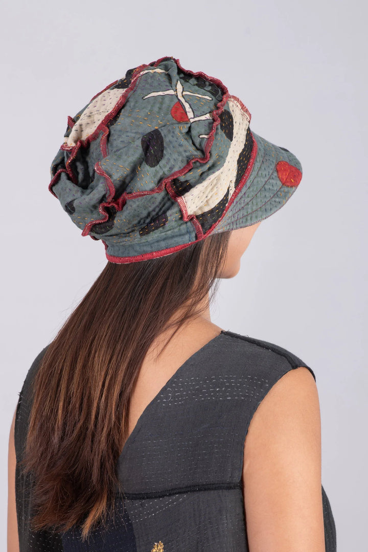 DOT & PAISLEY KANTHA HALF BRIM HAT - dp4881-nvy -