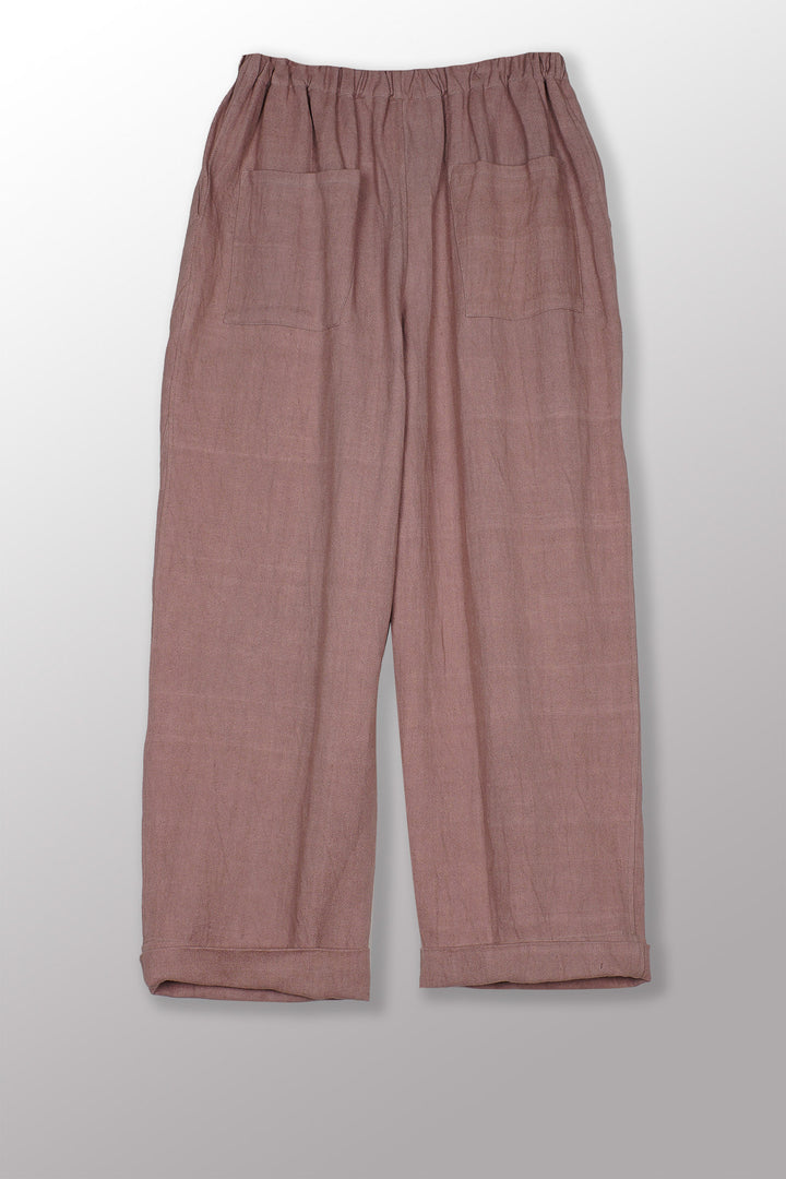 DYED COTTON LINEN TWILL KNEE DARTS PANTS - tl1667-ntl -