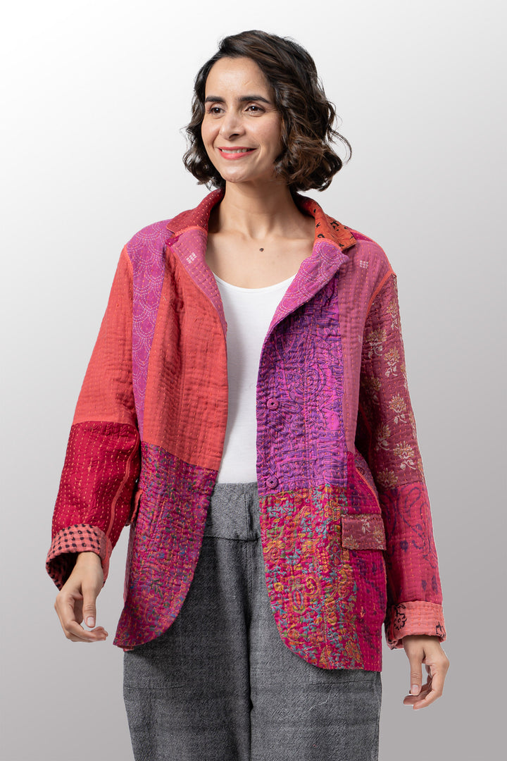 BBK PATCH KANTHA BASIC JACKET - bl-bbp4052-pik -