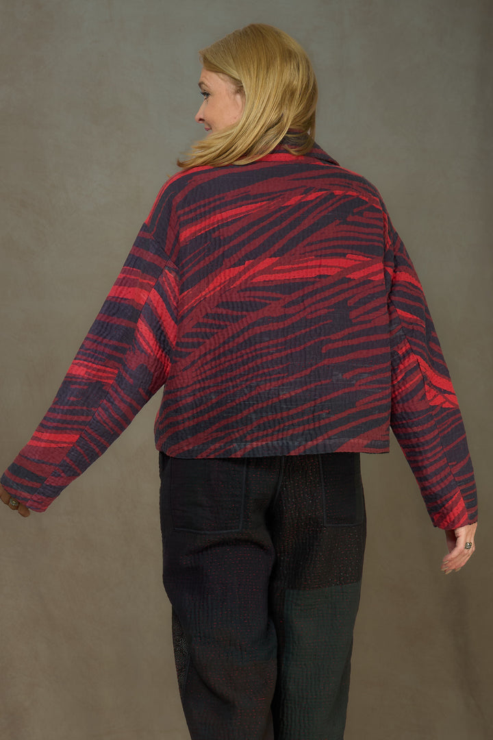 MAGMA AND OMBRE KANTHA LAPELED SHORT JKT - mw5081-red -