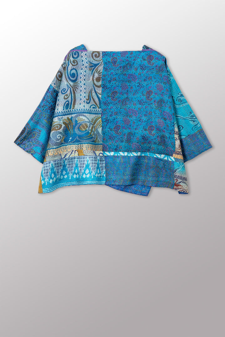 VINTAGE SILK KANTHA 3/4 SLV. CROP TOP MIO - sv2538-0018a -