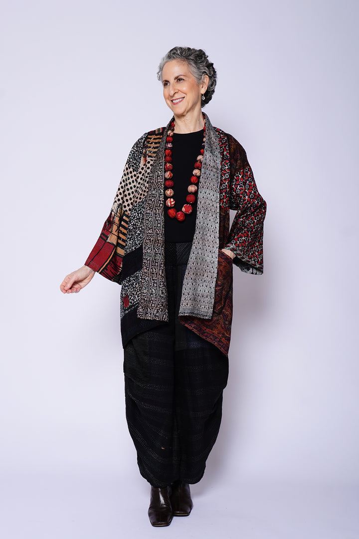 VINTAGE SILK KANTHA A-LINE JKT - sv2003-0410a -