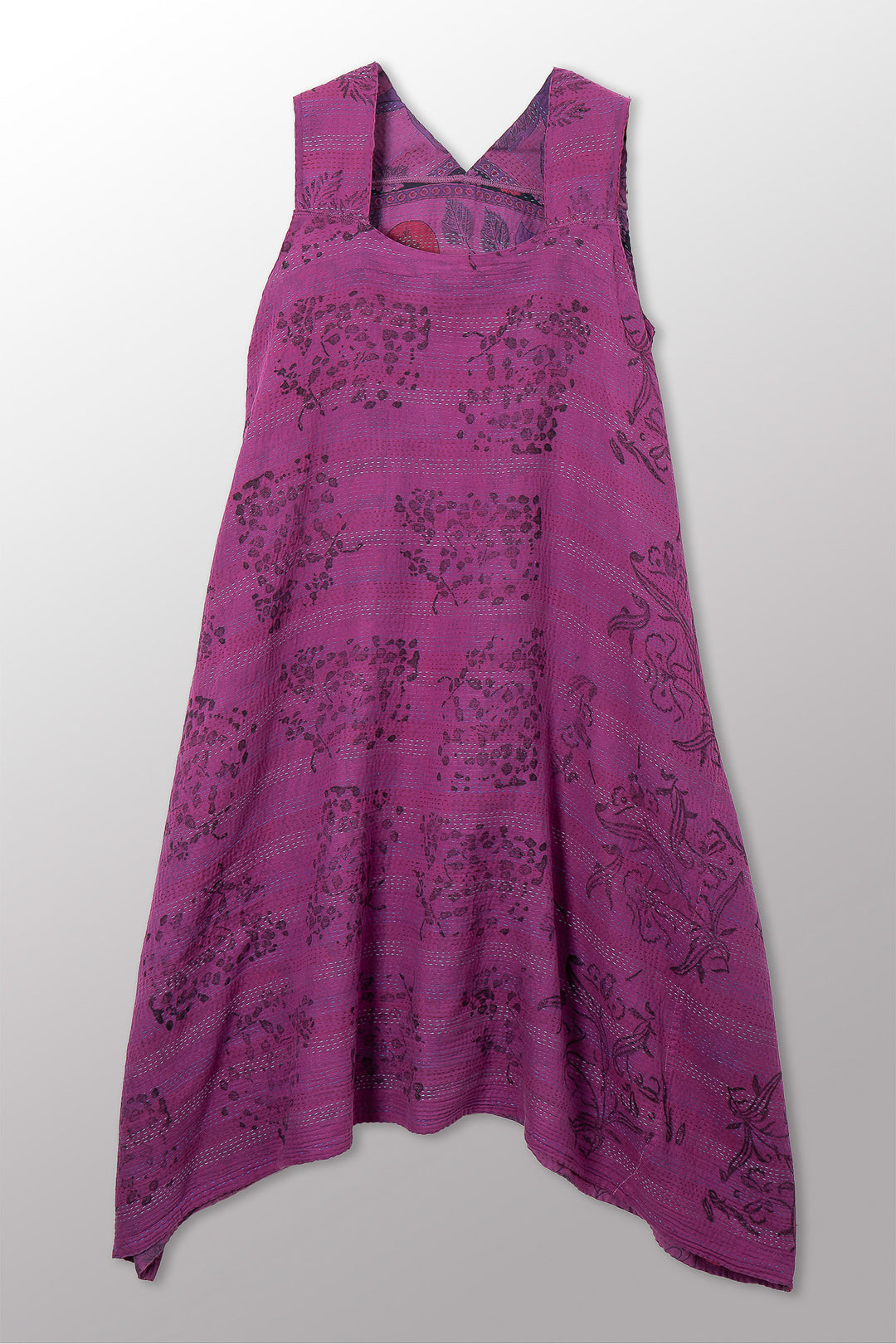 VINTAGE COTTON & NEW VOILE KANTHA TENT DRESS - cn2413-0002a -