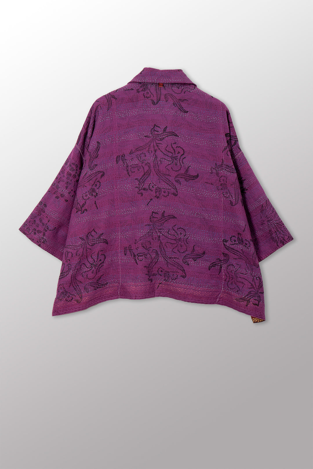 VINTAGE COTTON & NEW VOILE KANTHA CROPPED TENT SHIRT - cn2596-0005a -