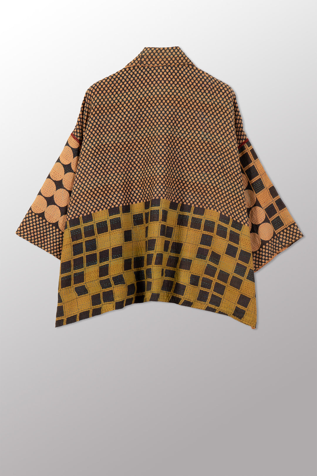 VINTAGE COTTON & NEW VOILE KANTHA CROPPED TENT SHIRT - cn2596-0001a -