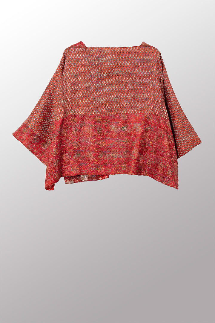 VINTAGE SILK KANTHA 3/4 SLV. CROP TOP MIO - sv2538-0017a -
