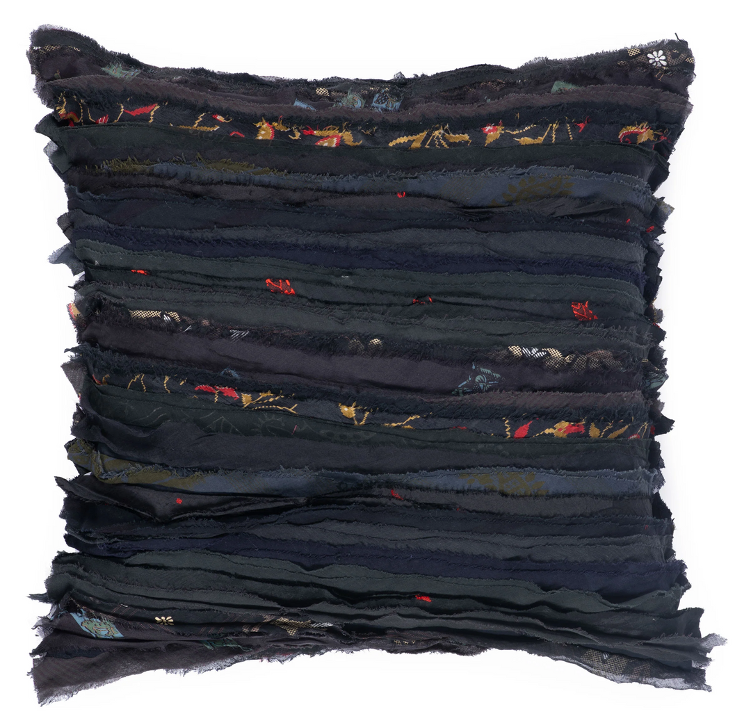 Wavy Stripe Patch Pillow Sham -Black -