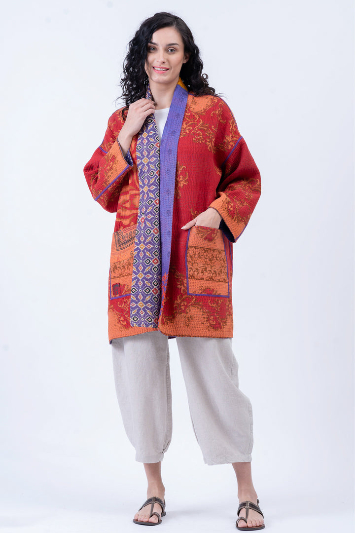VINTAGE COTTON KANTHA HAORI JKT - cv4068-0019a -