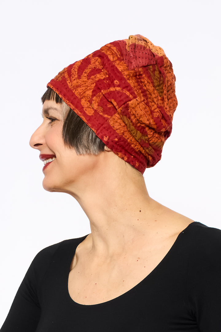 VINTAGE COTTON BBK KANTHA PATCHWORK HAT - bb4880-0002a -