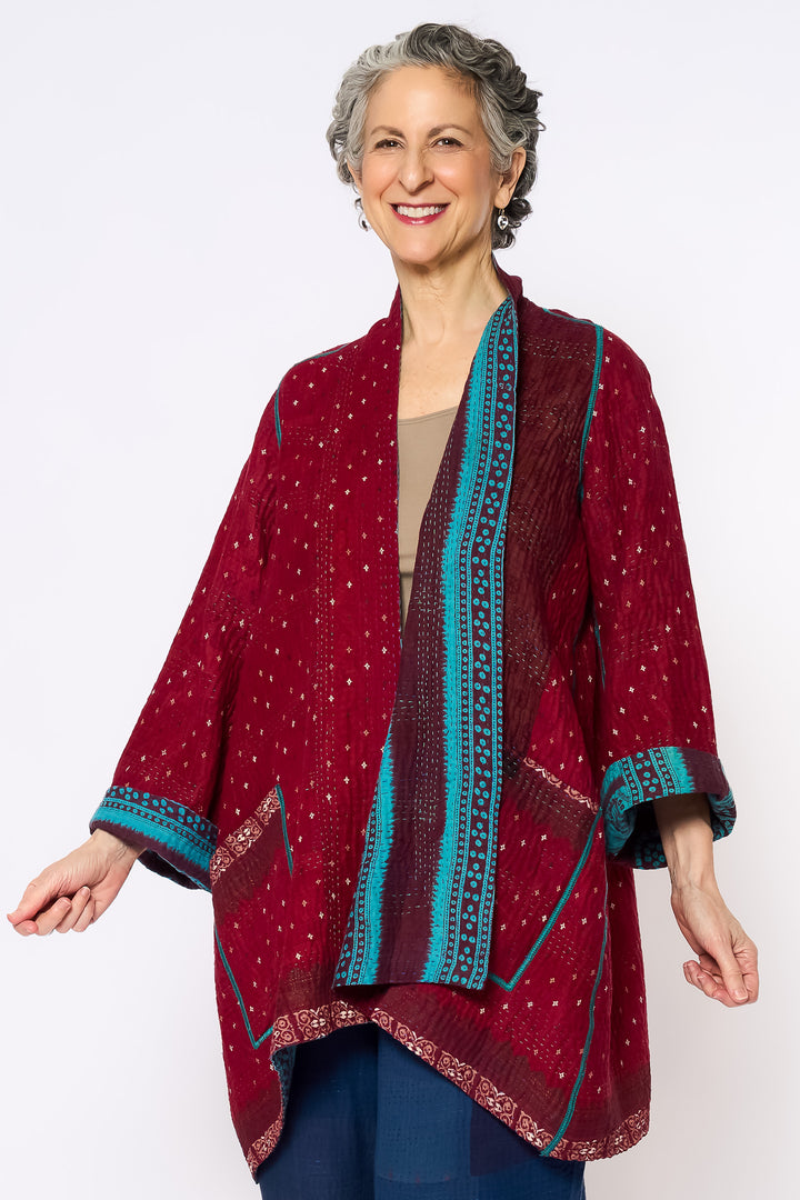 COTTON OVERDYE KANTHA A-LINE JKT - ov4003-ctuq002a -