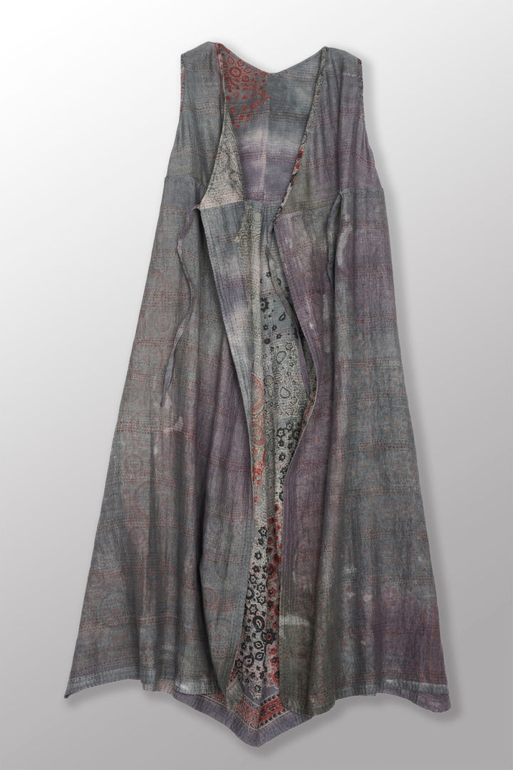MANHATTAN AJRAKH KANTHA HIGH-WAIST DRESS - mh2447-gry -
