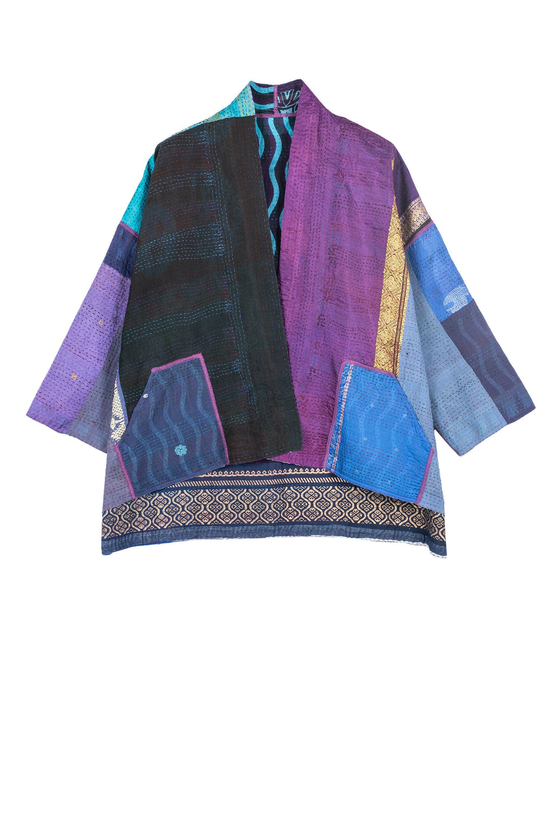 DESERT WAVES KANTHA MINI KIMONO JKT - dw2055-blu -