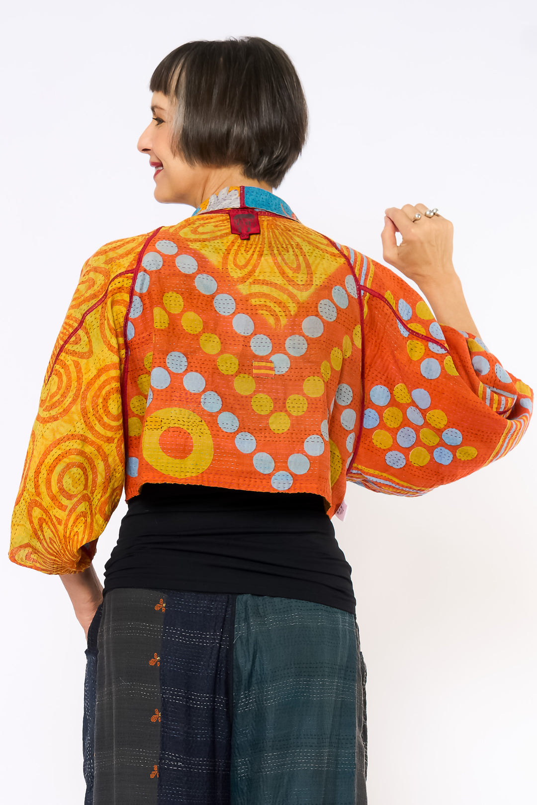 VINTAGE COTTON KANTHA PUFF SLV. SHRUG - cv2062-0021a -