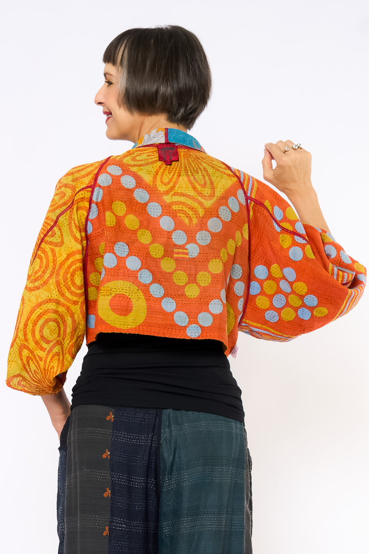 VINTAGE COTTON KANTHA PUFF SLV. SHRUG - cv2062-0021a -