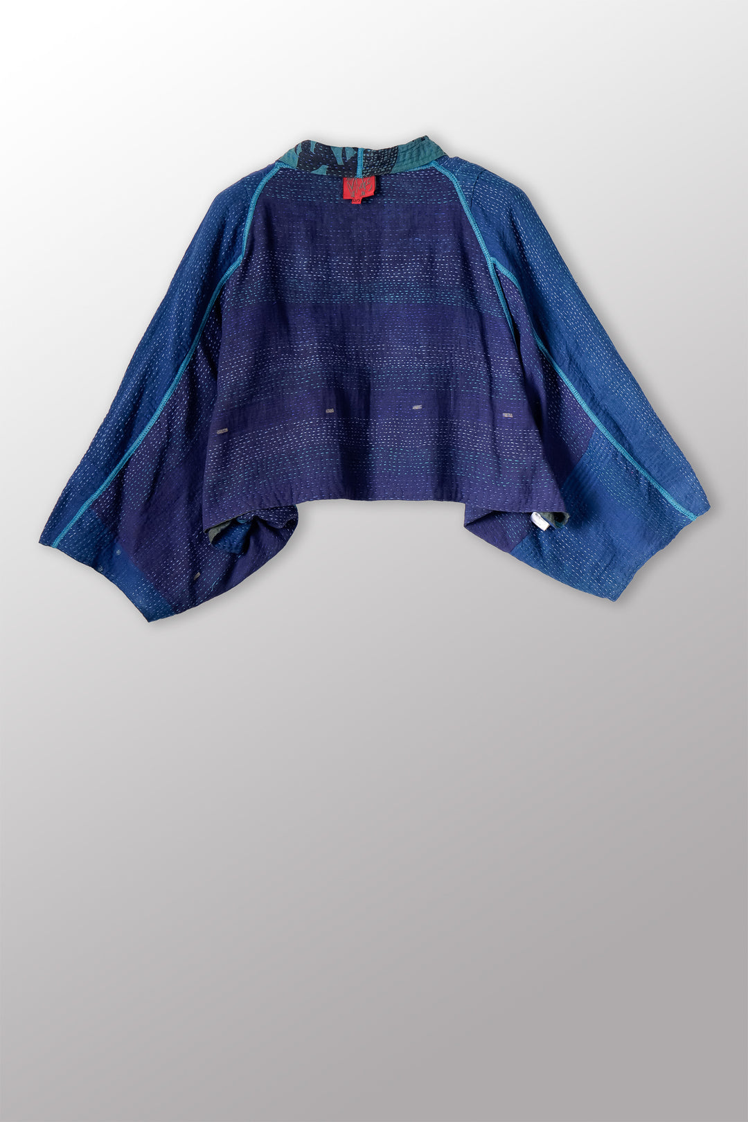 MONOTONE TWILIGHT PRINT KANTHA PUFF SLV. SHRUG - tp2062-blu -