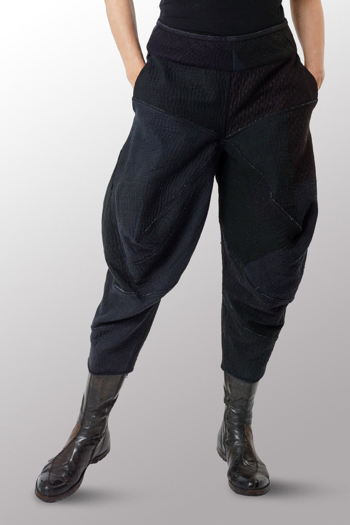 DENIM SUN-DYE KANTHA NEW YAMAHA PANTS - ds3652-blk -