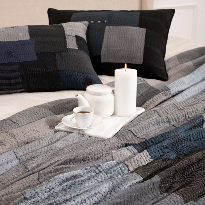 Landscape Handmade Vintage Kantha Quilts -Black