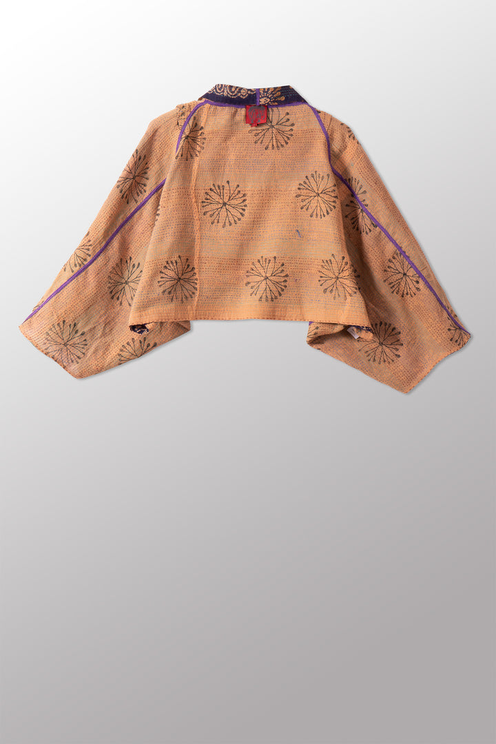 VINTAGE COTTON & NEW VOILE KANTHA PUFF SLV. SHRUG - cn2062-0001a -