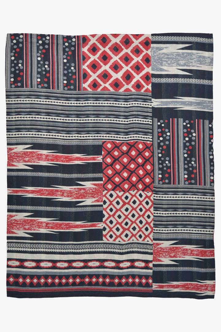 Monotone Ikat Handmade Vintage Kantha Throw -Monotone Red -