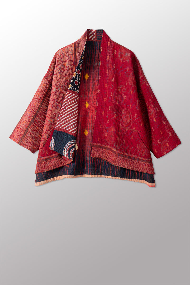 VINTAGE COTTON KANTHA MINI KIMONO JKT - cv4055-0052a -