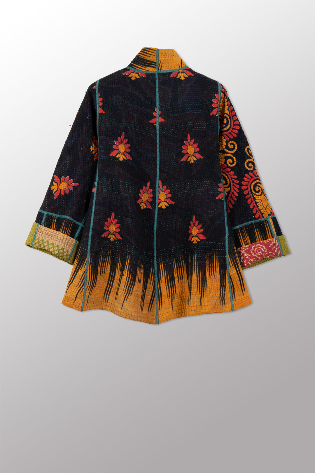 VINTAGE COTTON KANTHA FLARE SHORT JKT - cv4011-0130s -