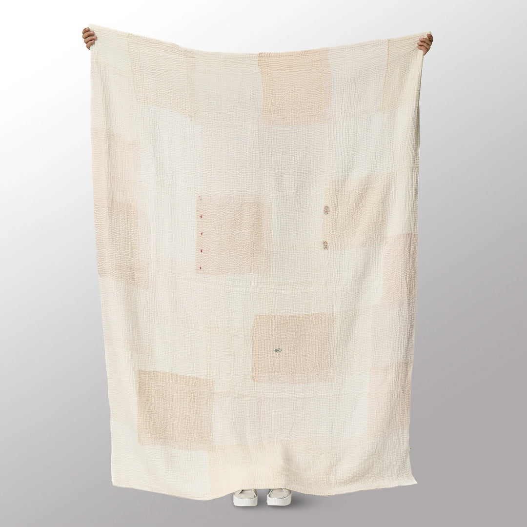Ash Rose Fray Patch Kantha Quilts