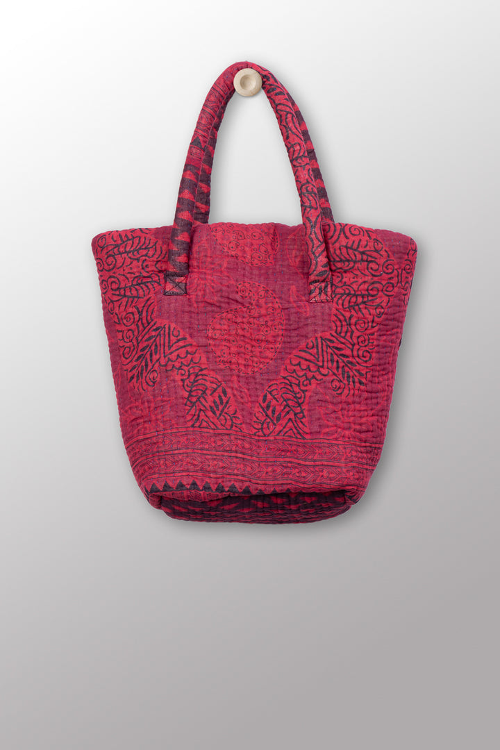 Quilted Overdye Cotton Kantha Bucket Tote