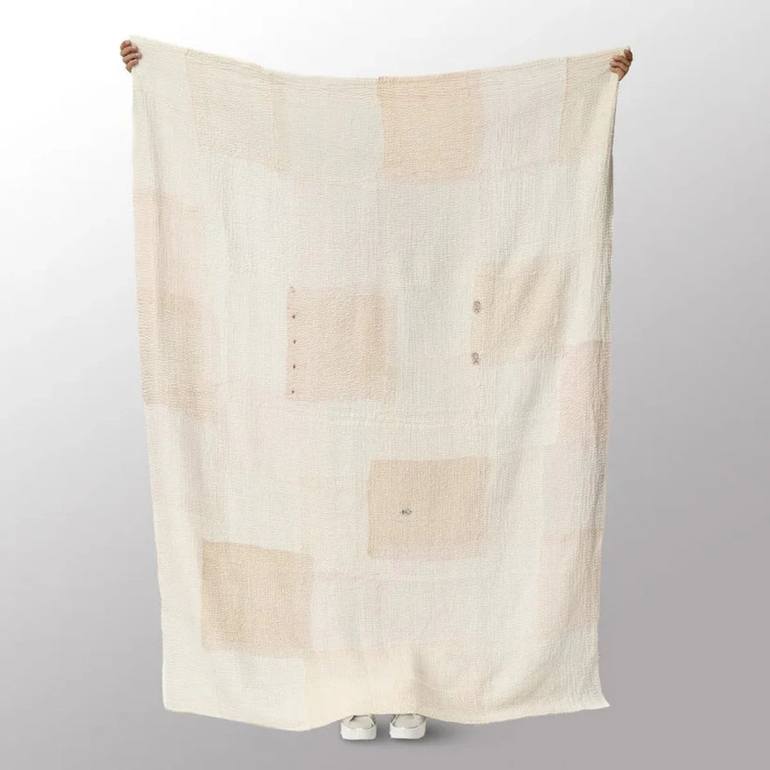 Ash Rose Fray Patch Kantha Throw