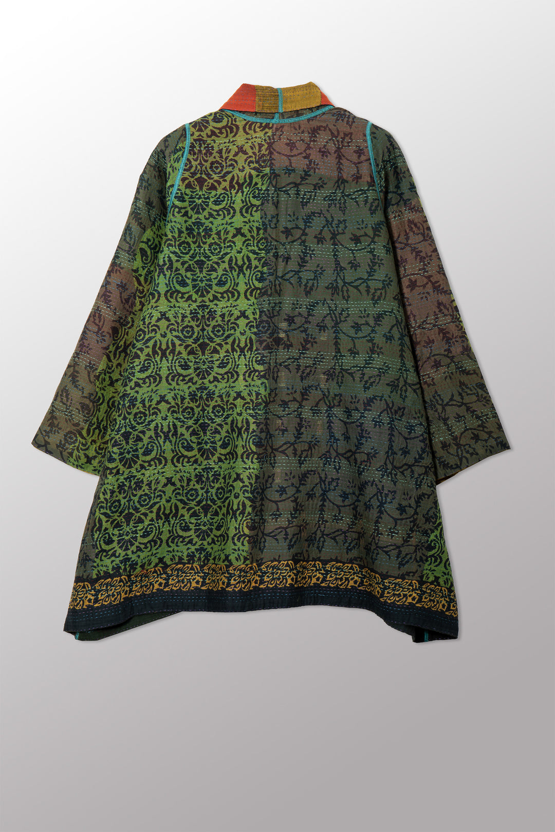 BAGH PRINT KANTHA A-LINE JKT - bg2003-grn -