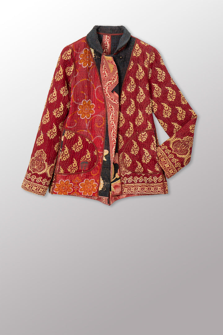 VINTAGE COTTON KANTHA SIMPLE JKT - cv4022-0095s -