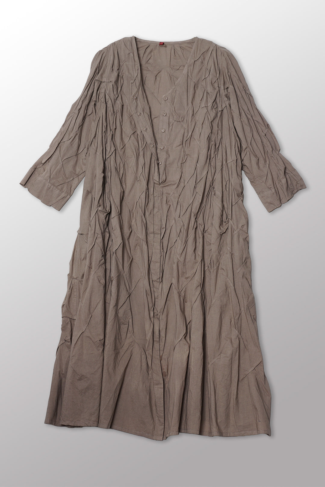 POLISHED COTTON WAVY TUCK A-LINE DRESS - bl-wl1453-ntl -
