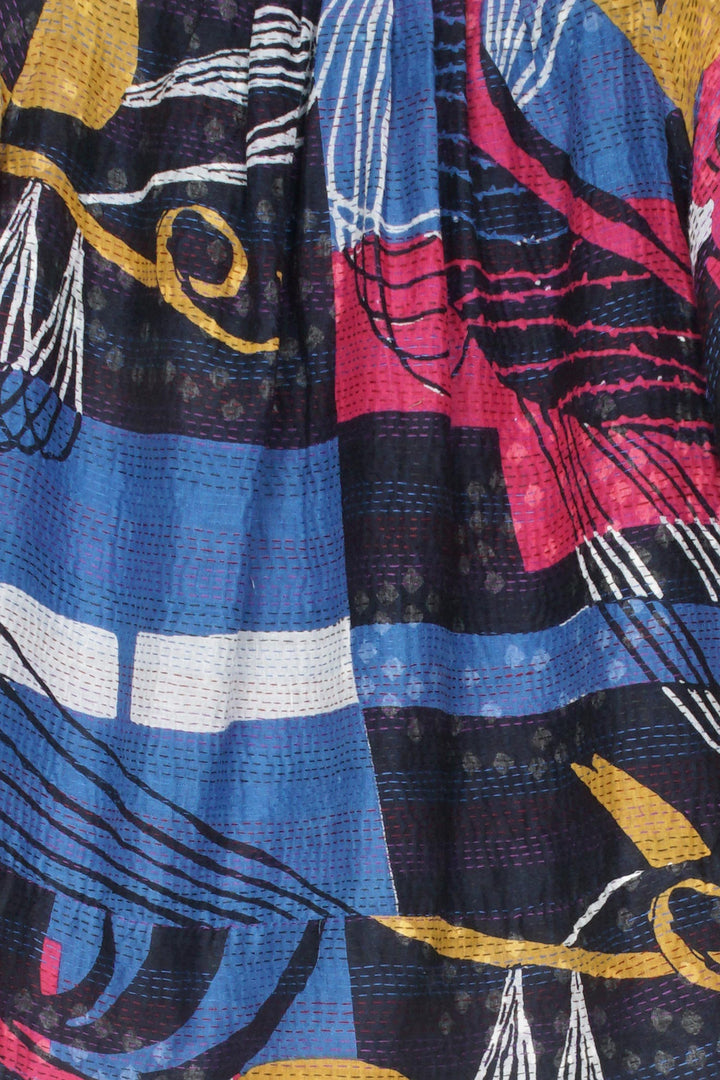 FRESH PRINT KANTHA PUFF SLV. TOP - fp2550-blu -