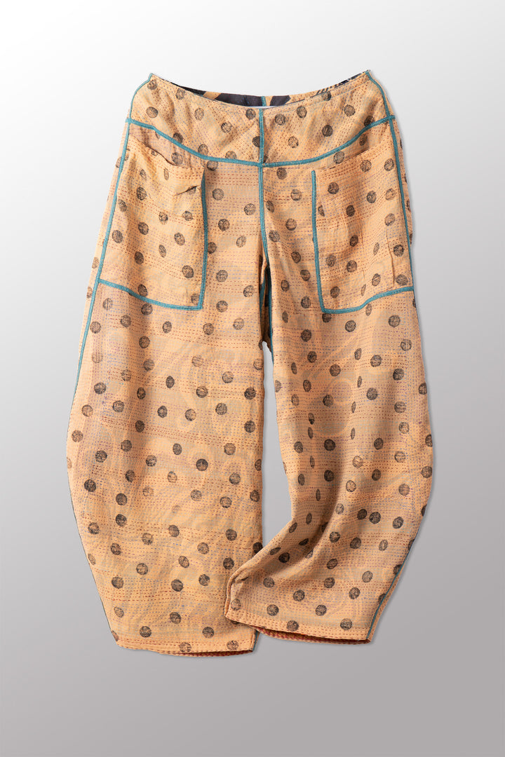 VINTAGE COTTON & NEW VOILE KANTHA HAREM PANTS - cn2605-0001m -
