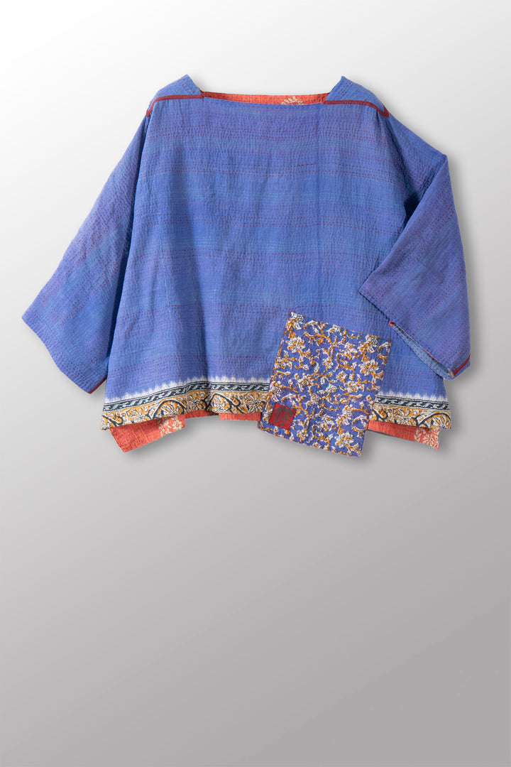 VINTAGE COTTON KANTHA 3/4 SLV. CROP TOP MIO - cv2538-0032a -