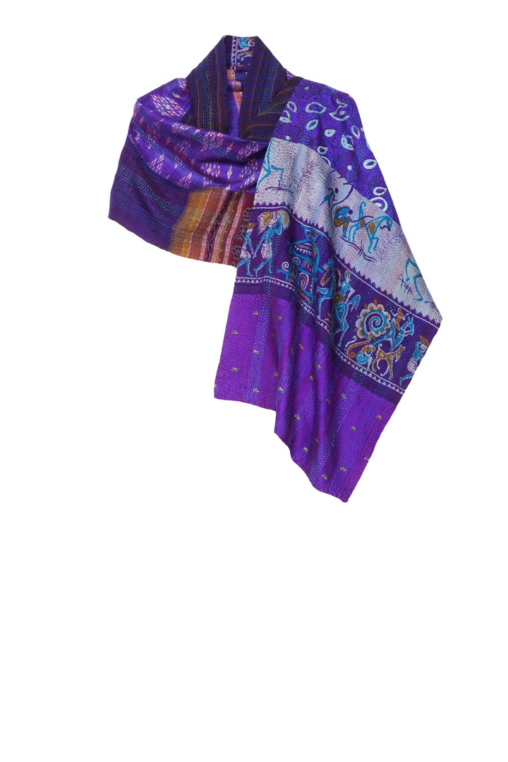 VINTAGE SILK KANTHA SCARF STANDARD - sv2801-0015a -