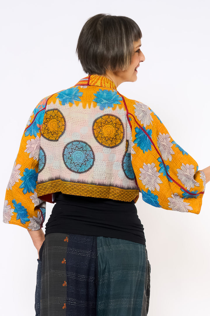 VINTAGE COTTON KANTHA PUFF SLV. SHRUG - cv2062-0021a -