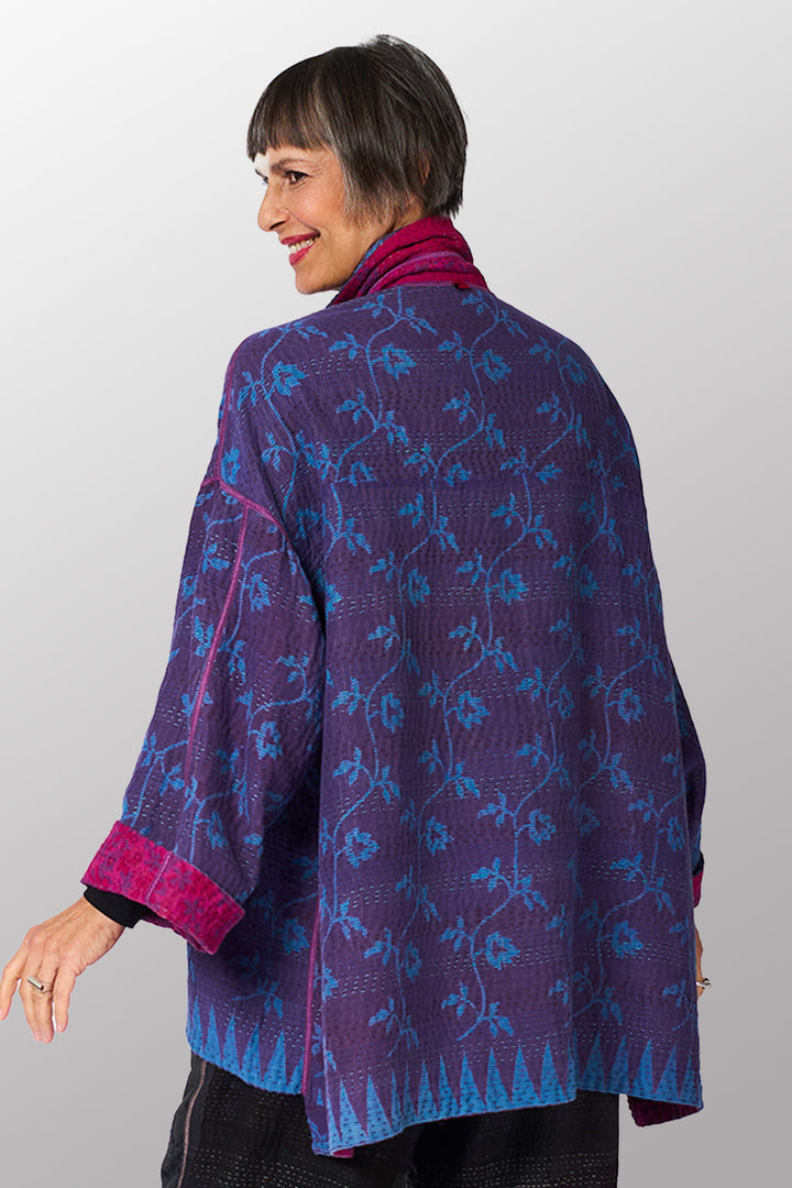 COTTON OVERDYE KANTHA OVERSIZED MINI COAT - ov4332-cfus001a -