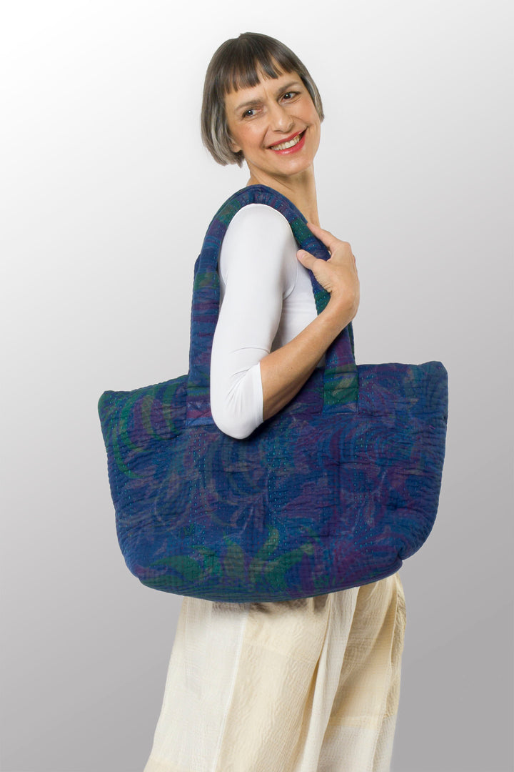 Quilted Overdye Cotton Kantha Wide Tote