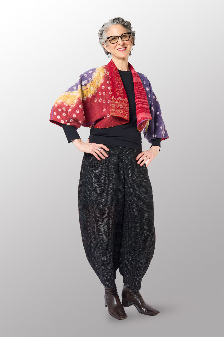 VINTAGE COTTON KANTHA  PUFF SLV. SHRUG - cv4062-0054a -