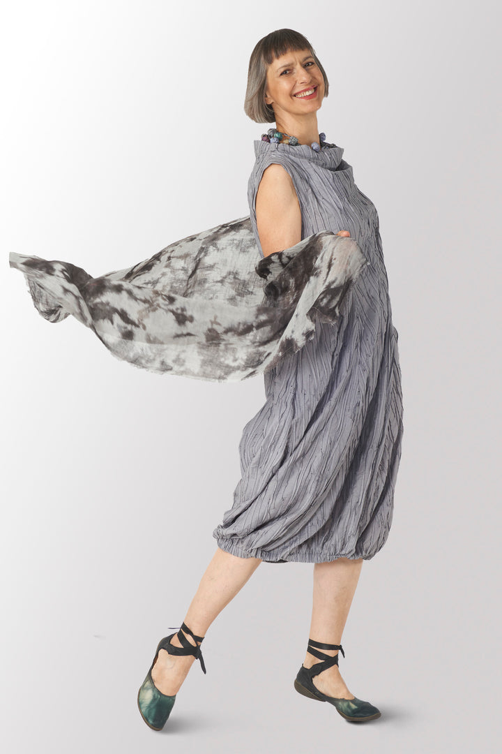 LINEN CLOUD TIE-DYE SQUARE SCARF LARGE - lc1811-gry -